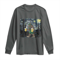 Funny Oktoberfest Bigfoot Long Sleeve Shirt Starry Night German Sasquatch Beer Lederhose - Wonder Print Shop