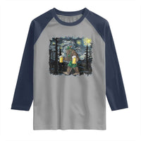 Funny Oktoberfest Bigfoot Raglan Shirt Starry Night German Sasquatch Beer Lederhose - Wonder Print Shop