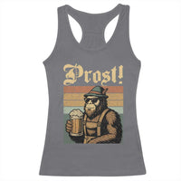 Oktoberfest Bigfoot Racerback Tank Top Vintage German Sasquatch Drinking Prost Lederhose - Wonder Print Shop