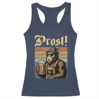 Oktoberfest Bigfoot Racerback Tank Top Vintage German Sasquatch Drinking Prost Lederhose - Wonder Print Shop
