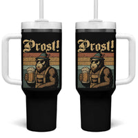 Oktoberfest Bigfoot Tumbler With Handle Vintage German Sasquatch Drinking Prost Lederhose - Wonder Print Shop