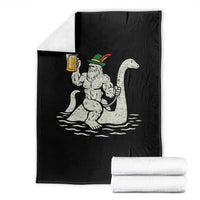 Funny Bigfoot Loch Ness Monster Oktoberfest Throw Blanket German Oktoberfest Sasquatch Drinking - Wonder Print Shop