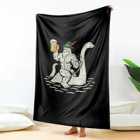 Funny Bigfoot Loch Ness Monster Oktoberfest Throw Blanket German Oktoberfest Sasquatch Drinking - Wonder Print Shop