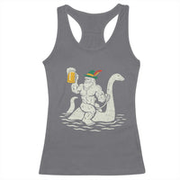 Funny Bigfoot Loch Ness Monster Oktoberfest Racerback Tank Top German Oktoberfest Sasquatch Drinking - Wonder Print Shop