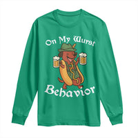Oktoberfest On My Wurst Behavior Long Sleeve Shirt Funny German - Wonder Print Shop