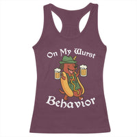 Oktoberfest On My Wurst Behavior Racerback Tank Top Funny German - Wonder Print Shop