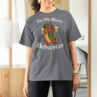 Oktoberfest On My Wurst Behavior T Shirt For Women Funny German - Wonder Print Shop