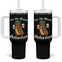 Oktoberfest On My Wurst Behavior Tumbler With Handle Funny German - Wonder Print Shop