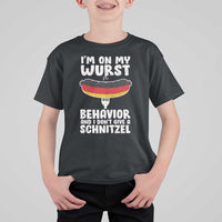 Oktoberfest On My Wurst Behavior T Shirt For Kid Dont Give Schnitzel Funny German - Wonder Print Shop