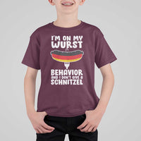 Oktoberfest On My Wurst Behavior T Shirt For Kid Dont Give Schnitzel Funny German - Wonder Print Shop