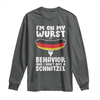 Oktoberfest On My Wurst Behavior Long Sleeve Shirt Dont Give Schnitzel Funny German - Wonder Print Shop