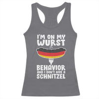 Oktoberfest On My Wurst Behavior Racerback Tank Top Dont Give Schnitzel Funny German - Wonder Print Shop