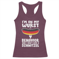 Oktoberfest On My Wurst Behavior Racerback Tank Top Dont Give Schnitzel Funny German - Wonder Print Shop