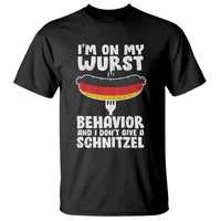 Oktoberfest On My Wurst Behavior T Shirt Dont Give Schnitzel Funny German - Wonder Print Shop