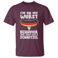 Oktoberfest On My Wurst Behavior T Shirt Dont Give Schnitzel Funny German - Wonder Print Shop
