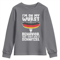 Oktoberfest On My Wurst Behavior Youth Sweatshirt Dont Give Schnitzel Funny German - Wonder Print Shop