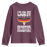 Oktoberfest On My Wurst Behavior Youth Sweatshirt Dont Give Schnitzel Funny German - Wonder Print Shop