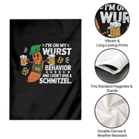 Funny Oktoberfest Garden Flag On My Wurst Behavior Sarcastic German - Wonder Print Shop