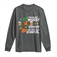 Funny Oktoberfest Long Sleeve Shirt On My Wurst Behavior Sarcastic German - Wonder Print Shop