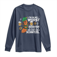 Funny Oktoberfest Long Sleeve Shirt On My Wurst Behavior Sarcastic German - Wonder Print Shop
