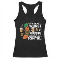 Funny Oktoberfest Racerback Tank Top On My Wurst Behavior Sarcastic German - Wonder Print Shop