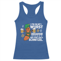 Funny Oktoberfest Racerback Tank Top On My Wurst Behavior Sarcastic German - Wonder Print Shop
