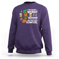 Funny Oktoberfest Sweatshirt On My Wurst Behavior Sarcastic German - Wonder Print Shop