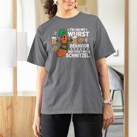Funny Oktoberfest T Shirt For Women On My Wurst Behavior Sarcastic German - Wonder Print Shop