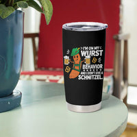Funny Oktoberfest Tumbler Cup On My Wurst Behavior Sarcastic German - Wonder Print Shop