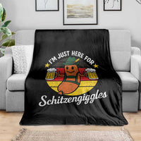Funny Oktoberfest Throw Blanket Just Here for Schitzengiggles German Flag - Wonder Print Shop