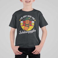 Funny Oktoberfest T Shirt For Kid Just Here for Schitzengiggles German Flag - Wonder Print Shop