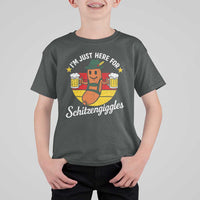 Funny Oktoberfest T Shirt For Kid Just Here for Schitzengiggles German Flag - Wonder Print Shop