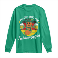 Funny Oktoberfest Long Sleeve Shirt Just Here for Schitzengiggles German Flag - Wonder Print Shop