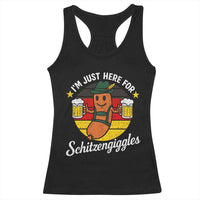 Funny Oktoberfest Racerback Tank Top Just Here for Schitzengiggles German Flag - Wonder Print Shop