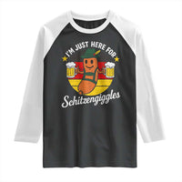 Funny Oktoberfest Raglan Shirt Just Here for Schitzengiggles German Flag - Wonder Print Shop