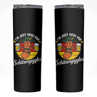 Funny Oktoberfest Skinny Tumbler Just Here for Schitzengiggles German Flag - Wonder Print Shop