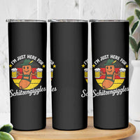 Funny Oktoberfest Skinny Tumbler Just Here for Schitzengiggles German Flag - Wonder Print Shop