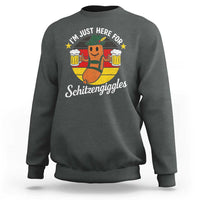 Funny Oktoberfest Sweatshirt Just Here for Schitzengiggles German Flag - Wonder Print Shop
