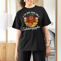 Funny Oktoberfest T Shirt For Women Just Here for Schitzengiggles German Flag - Wonder Print Shop