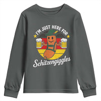 Funny Oktoberfest Youth Sweatshirt Just Here for Schitzengiggles German Flag - Wonder Print Shop