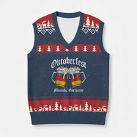 Vintage Oktoberfest Munich V-Neck Knit Sweater Vest Prost Beer Germany Flag Drinking - Wonder Print Shop