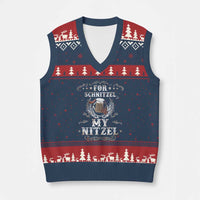 Funny Oktoberfest V-Neck Knit Sweater Vest For Schnitzel My Nitzel Octoberfest German Beer Wurst - Wonder Print Shop