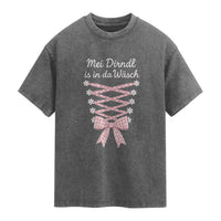 Oktoberfest Dirndl Costume Washed Cotton T-Shirt Funny German Bavarian Octoberfest Festival