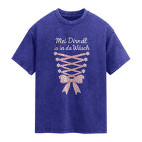 Oktoberfest Dirndl Costume Washed Cotton T-Shirt Funny German Bavarian Octoberfest Festival
