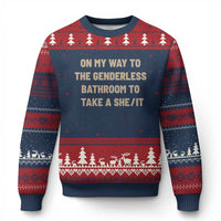 On My Way To The Genderless Bathroom To Take a She/It Ugly Christmas Sweater