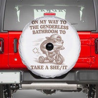 On My Way To The Genderless Bathroom To Take a She/It Spare Tire Cover Funny Frog Graphic