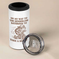 On My Way To The Genderless Bathroom To Take a She/It 4 in 1 Can Cooler Tumbler Funny Frog Graphic