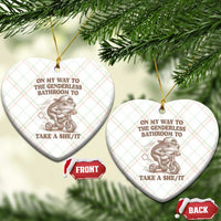On My Way To The Genderless Bathroom To Take a She/It Ceramic Ornament Funny Frog Graphic