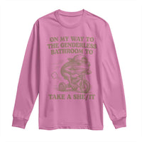 On My Way To The Genderless Bathroom To Take a She/It Long Sleeve Shirt Funny Frog Graphic