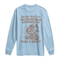 On My Way To The Genderless Bathroom To Take a She/It Long Sleeve Shirt Funny Frog Graphic